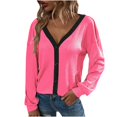 thumbnail image 2 of Babysbule Women's Tops, Jackets& Coat Fashion Women's Fashion Casual Color Matching Button Long Sleeve Cardigan Top Blouse, 2 of 9