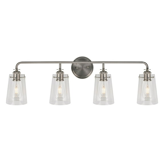 Ronna 4-Light Brushed Nickel Bath Light with Clear Glass - Brushed Nickel
