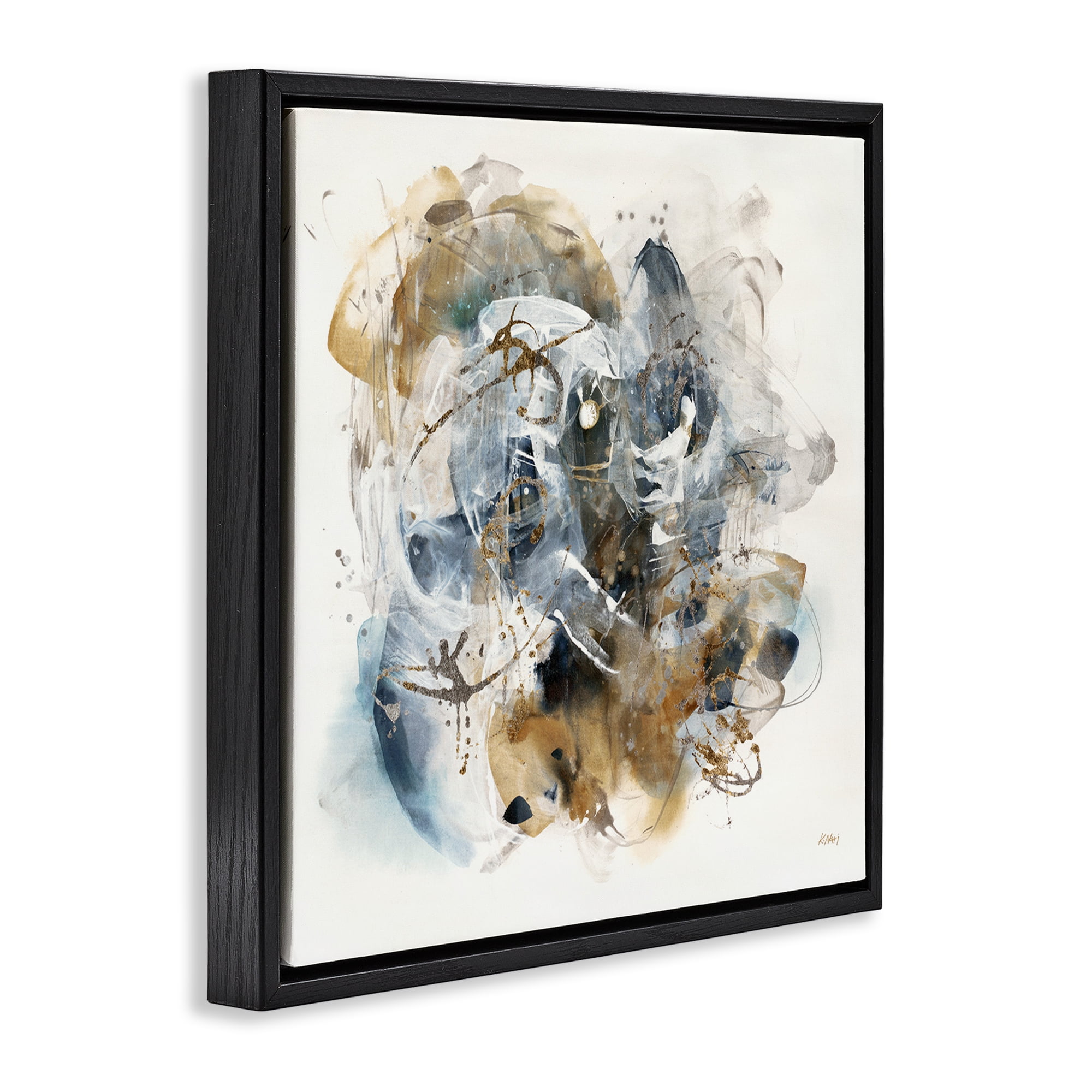 Stupell Industries Southwestern Paint Splatter Abstract Painting Black Floater Framed Canvas Art Print Wall Art, 25 x 25