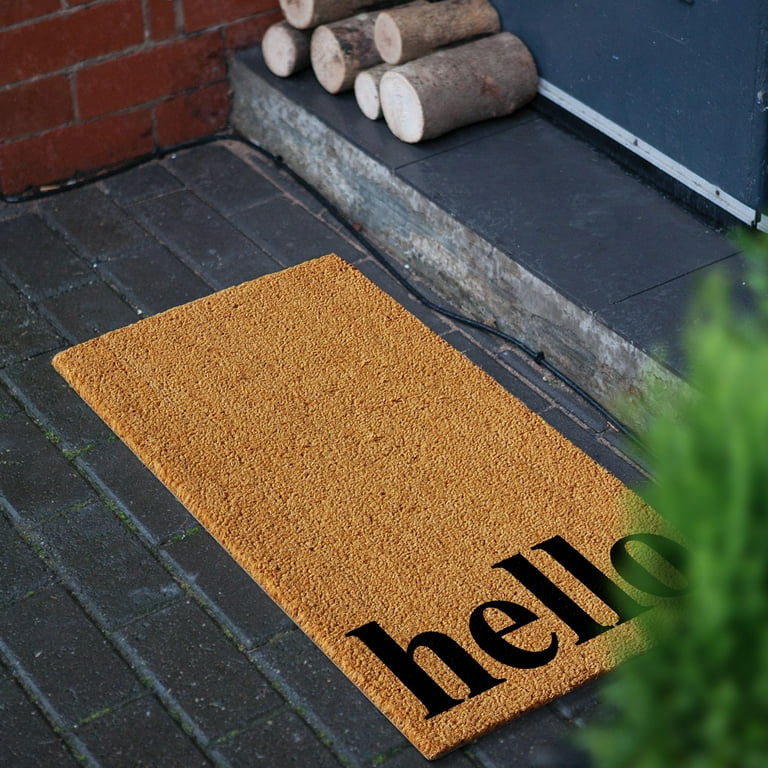 Calloway Mills Vertical Hello Outdoor Coir Doormat, 24 x 36, Brown 