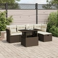 thumbnail image 1 of vidaXL 6 Piece Garden Sofa Set with Cushions Brown Poly Rattan, 1 of 5