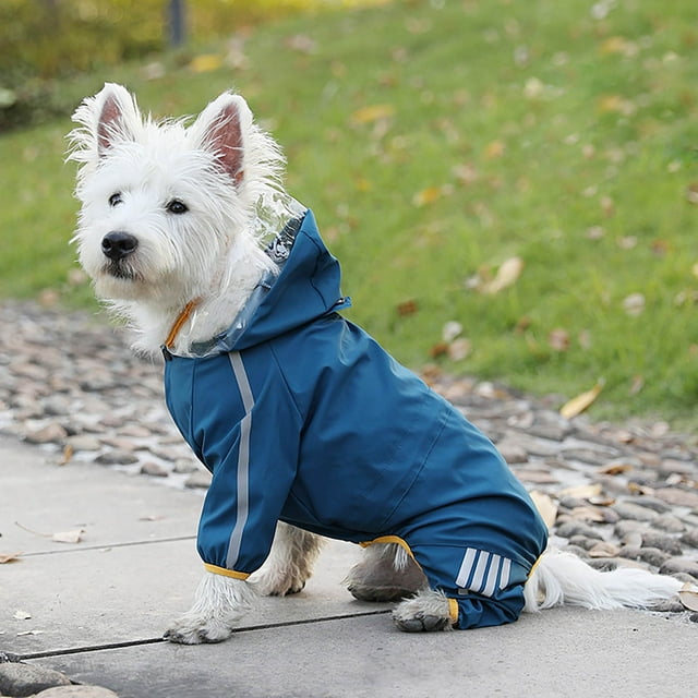 All Weather Dog Raincoat Outdoor Walking Protective Rainwear with Leash Hole for