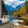 thumbnail image 2 of Peel and Stick Wallpaper Beautiful Nature Norway Natural Landscape Mountains Water Snow Trees Modern Art Wall Mural Decor Self Adhesive and Removable 100in x 144in, 2 of 8