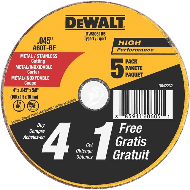 Disco de corte DEWALT DW8061B5 multiusos de 4 pulgadas