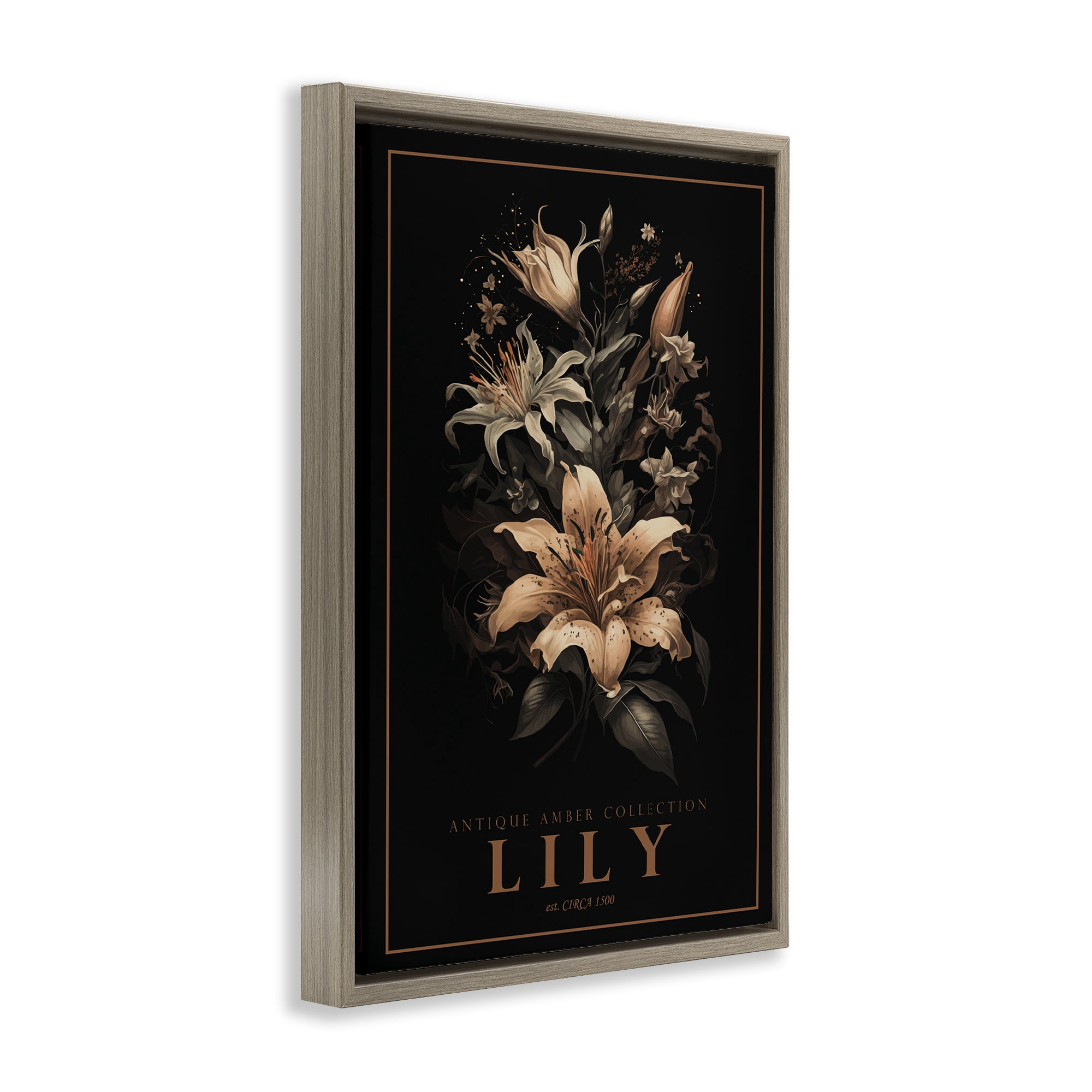 Stupell Industries Antique Lily Light Brown Framed Floater Canvas Wall Art, design by Chris Giampietro
