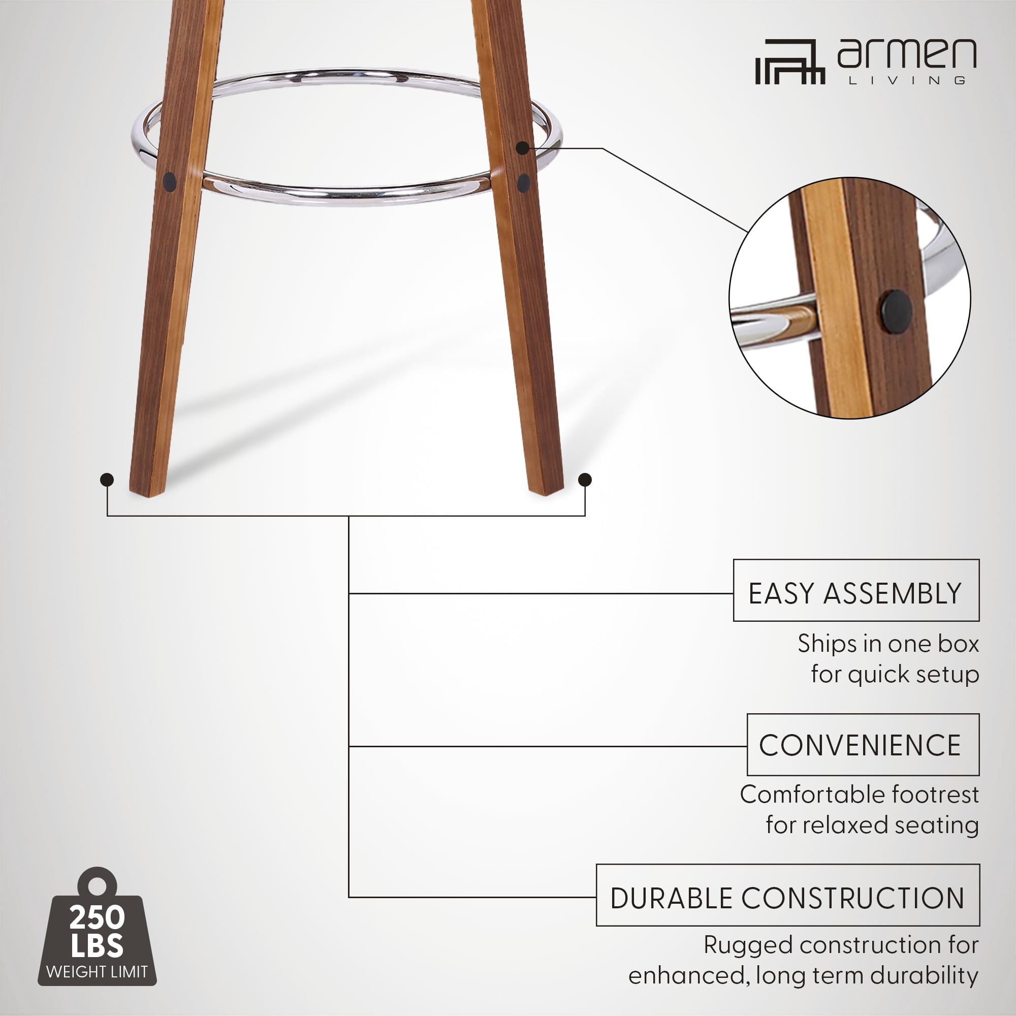 Shelly 30" Bar Height Swivel Cream Faux Leather and Walnut Wood Bar Stool - Set of 4