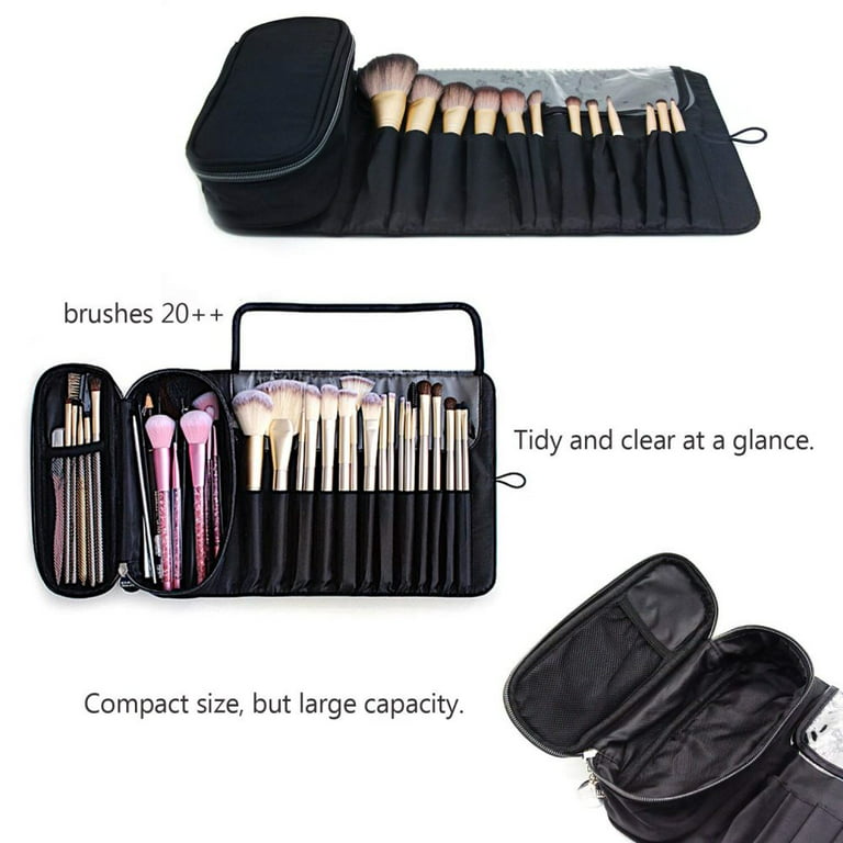 YiFudd Makeup Brush Case Makeup Brush Holder - Portable Travel Professional  Cosmetic Bag Artist Storage Bag Stand-up Foldable Makeup Cup with Zipper 