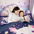 thumbnail image 5 of Manfei Funny Axolotl 7-Piece Twin Bedding,Kawaii Ocean Animal Bedding Comforter Set,Navy Blue Reversible, 5 of 7
