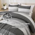 thumbnail image 4 of Dark Grey Comforter Set Oversized King - 3 Pieces Lightweight Dark Grey Colorblock Stripe Fluffy Bedding Comforter Sets, All Season Bed Set, 4 of 14