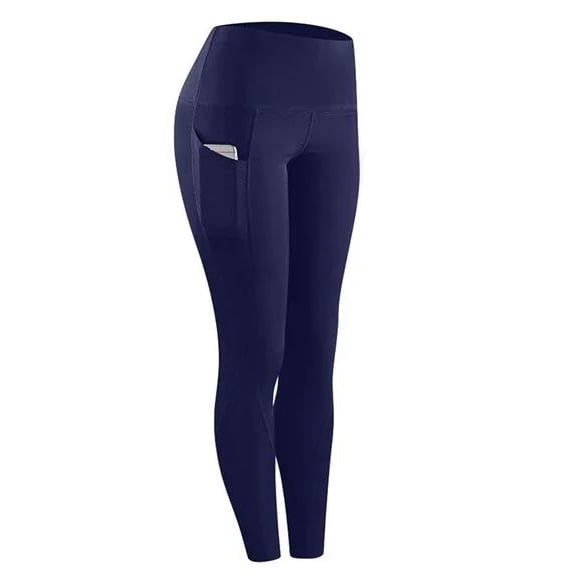 Women Workout Out Pocket Pants Leggings Fitness Sports Running Yoga Athletic Pants,Navy Women's L