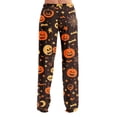 thumbnail image 6 of Womens Halloween Pajamas Funny Pumpkin Print Wide Leg Pajama For Women Halloween Elastic Waist Comfy Lounge Pants, 6 of 9