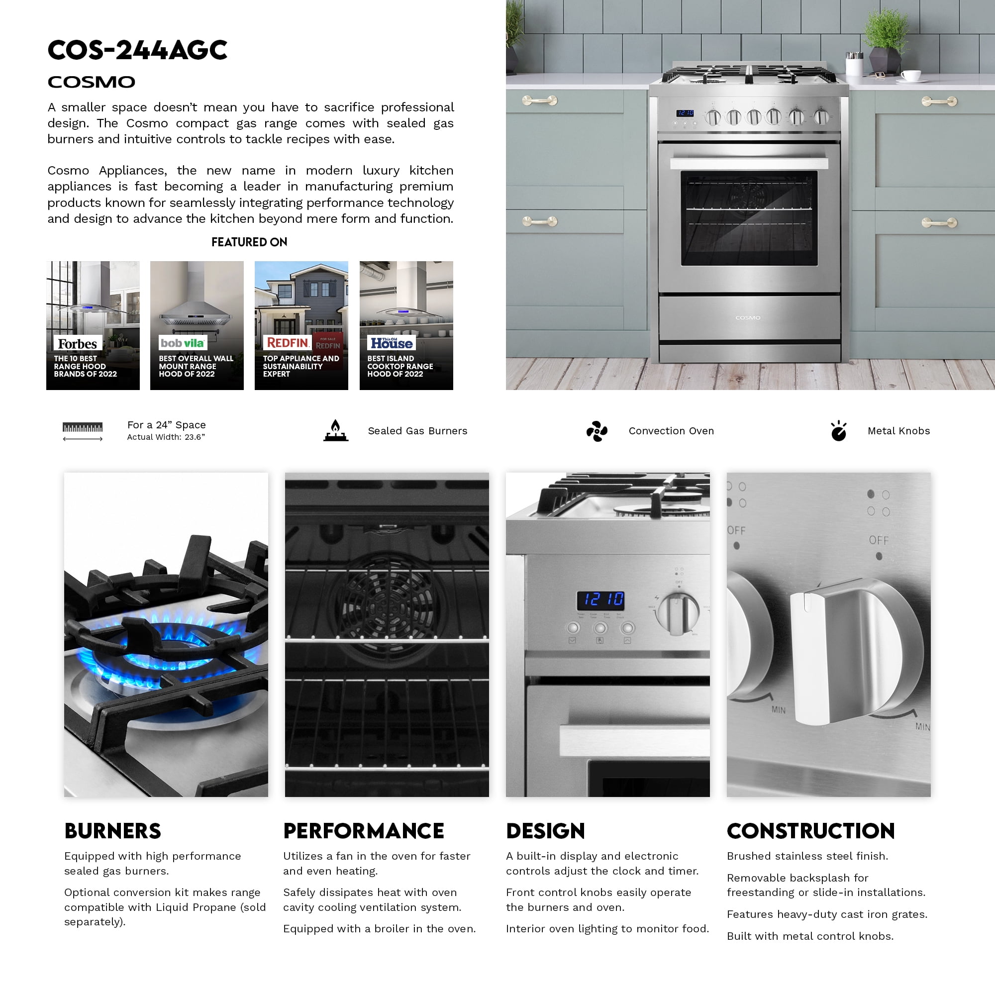 24 in. Nebula Collection 2.7 cu. ft. Gas Range in Stainless Steel