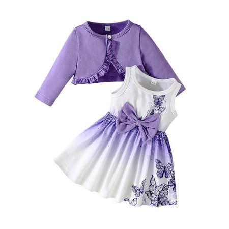 

Baby Girls Outfits Spring And Fall Shawl Skirt Child Color Slip Skirt + Solid Color Coat Lady Two Piece Trendy Clothes for Girls Size 18-24 Months