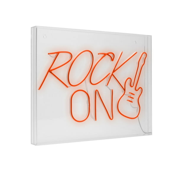 American Art Decor Neon Acrylic Box Sign, LED Light Decor - Rock on Guitar