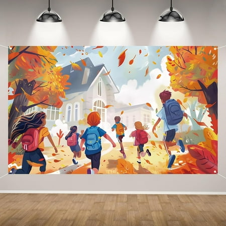 Back to School Backdrop First Day of School Decor Classroom Photography Welcome Background Decorations and Supplies for Home Party Banner Photo Booth Props