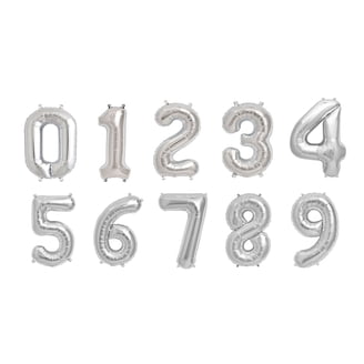 Large Foil Number 6 Balloon - 32 Inches Tall, Free-Standing, Helium Or Air Fill, Silver