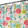 thumbnail image 4 of Floral Shower Curtain Watercolor Botanical Bathroom Decor Rustic Flower Design Fabric Bath Curtain for Tub Country Style Home Accessories with Hooks，84x72in, 4 of 5