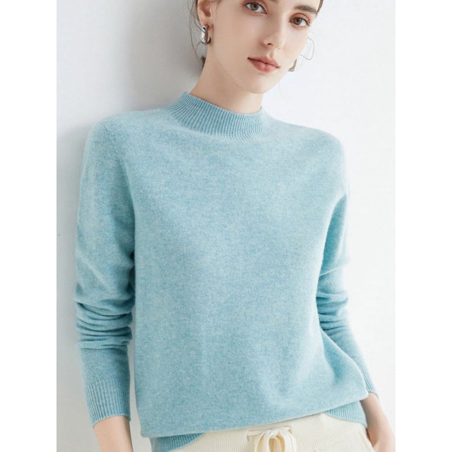 Suéter de cachemira 100 % lana merino, suéter de punto para mujer, jersey de cuello alto de manga larga, ropa de otoño e invierno, jerséis cálidos