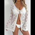 thumbnail image 4 of Blusas con Lazo Frontal Caladas para Mujer, Tejidas en 3D con Flores, Mangas Acampanadas, Crochet, Estilo Bohemio, Lindas Camisas Tipo Cárdigan. Talla Única, 4 of 10