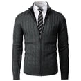 thumbnail image 3 of H2H Mens Casual Slim Fit Cardigan Sweater Cable Knitted Button Down Stand Collar (CMOCAL036), 3 of 6
