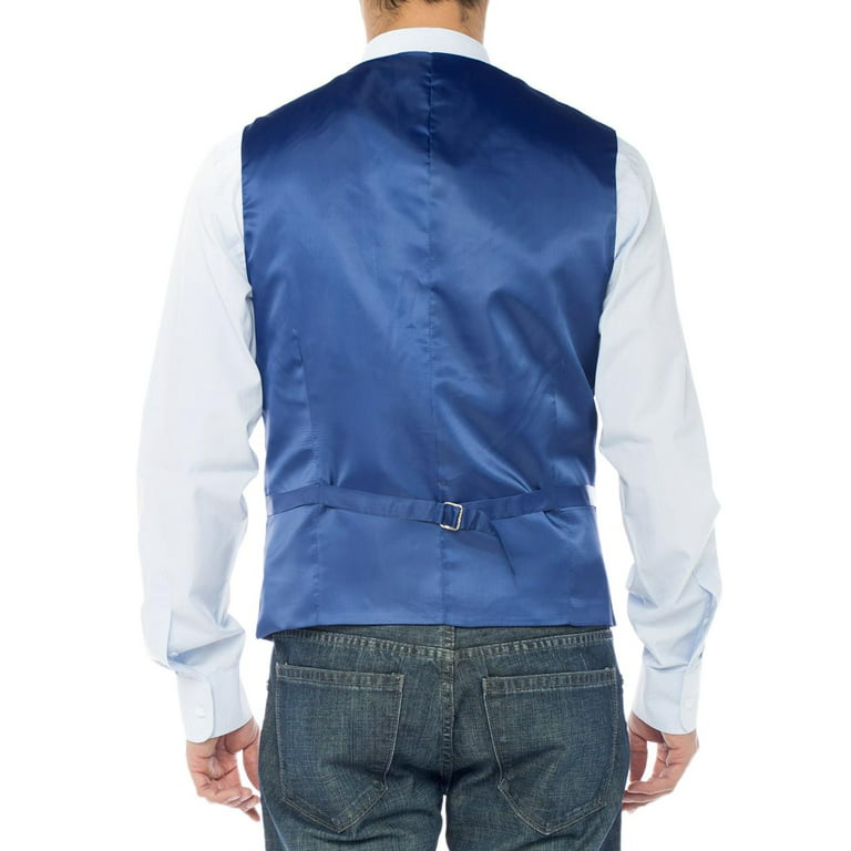 LN LUCIANO NATAZZI Waistcoat Blue Fit Lapel Dress Royal Men\'s Shawl Vest Suit Velvet Modern
