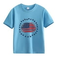 thumbnail image 4 of BRGZLK Boys Girls 4Th Of July T-Shirts Trendy Independence Day Flag Printed Blouse Kids Casual Round Neck Memorial Day Short Sleeved Tops Sky Blue 3-4 Years, 4 of 4