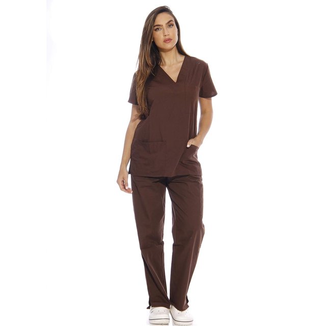 Ensembles de Sarraus pour Femmes à Six Poches Sarraus Médicaux (Col en V avec Pantalon Cargo)