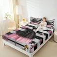 thumbnail image 4 of Manfei Fashion Girls Dress Bed Sheets,Perfume Bags High Heels King Sheets,Black White Stripes Lines Sheet Set For Kids,Breathable Home Decor,4-Piece, 4 of 7