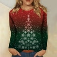 thumbnail image 2 of Womens Christmas Tops Long Sleeve Shirts Print Crew Neck Pullover Casual Street Style Fashion Festive Occasions Fall Clothes For Women Tees Blouses, 2 of 5