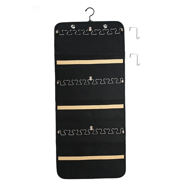Organizador de joyas colgante de pared, soporte de joyería plegable con colgador, enrollador de joyas para pulseras, anillos y pendientes.