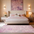 thumbnail image 5 of Toyoso 6x9 Area Rug - Large Abstract Pink & Purple Silicone Rug, Machine Washable Non-Slip Modern Watercolor Carpet, Soft Low-Pile Area Rug for Living Room, Dining Room, Pet Friendly, 5 of 9