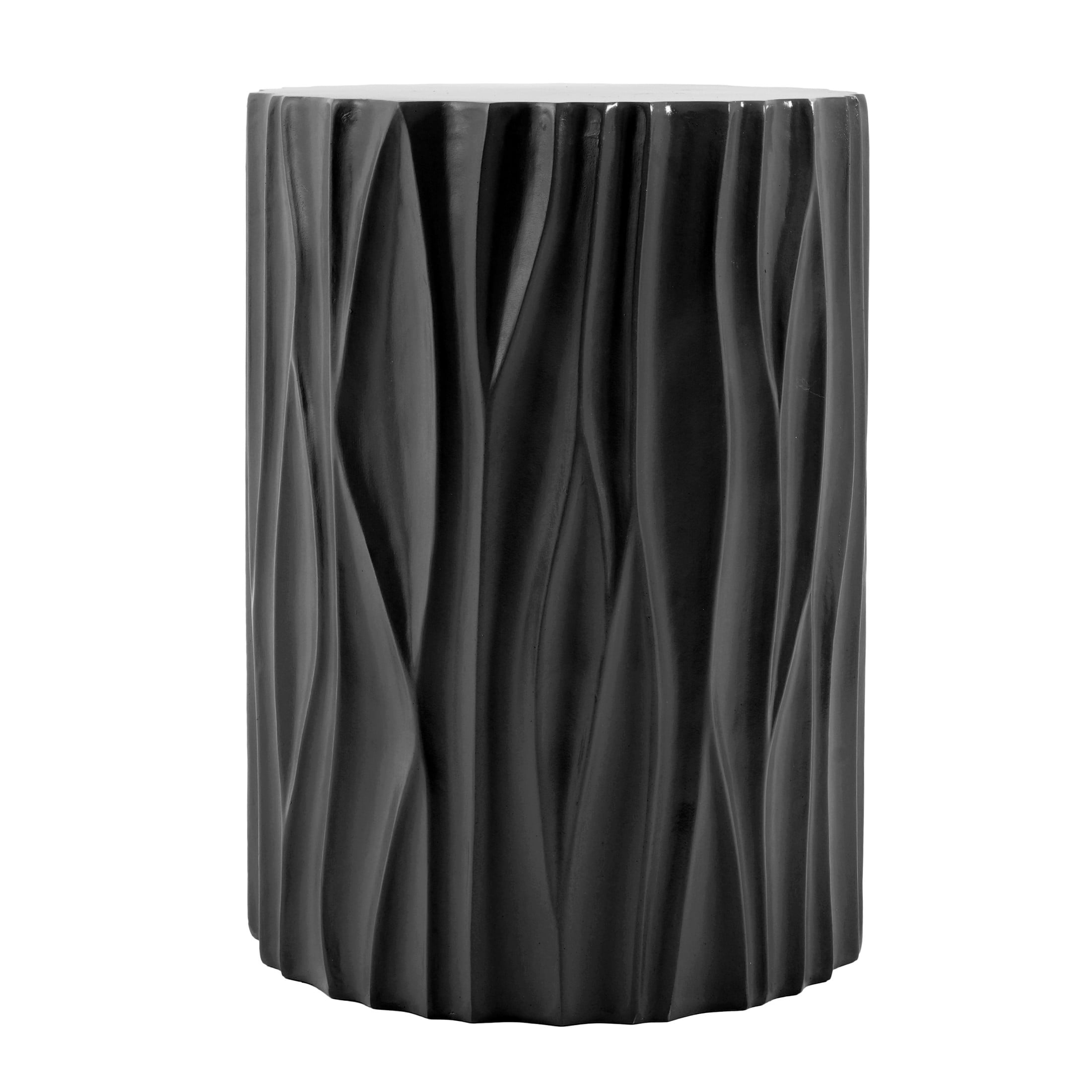 Christopher Knight Home 15.75" MGO Side Table, Wave Textured Accent End Table for Indoor & Outdoor, Black
