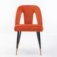 thumbnail image 2 of A&A Akoya Modern Velvet Dining Chairs (Set of 2) - Orange, Nailhead Detail, Gold Metal Legs - Contemporary Upholstered Seating for Kitchen or Dining Room - 17" Seat Height, 2 of 17