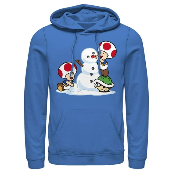 Men's Nintendo Toad Snowman Pull Over Hoodie Royal Blue 3X Large