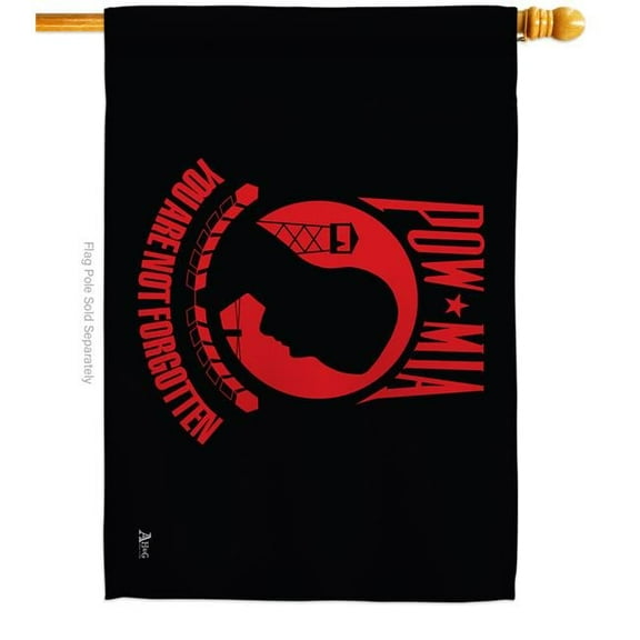 Americana Home & Garden H140342-BO 28 x 40 in. Red POW & MIA House Flag with Armed Forces Service Double-Sided Decorative Horizontal Flags Decoration Banner Garden Yard Gift