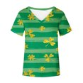 thumbnail image 4 of Liquidation! Mode Femmes Été Imprimé T-Shirt Col en V Manches Courtes Blouse Décontractée Offres Éclair Palettes de Retour 68, 4 of 5