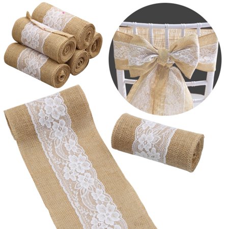 

Chair Back Bow Tie Lace Design Comfortable Touch Flax Reception Events Chair Back Decoration for Meeting Wedding