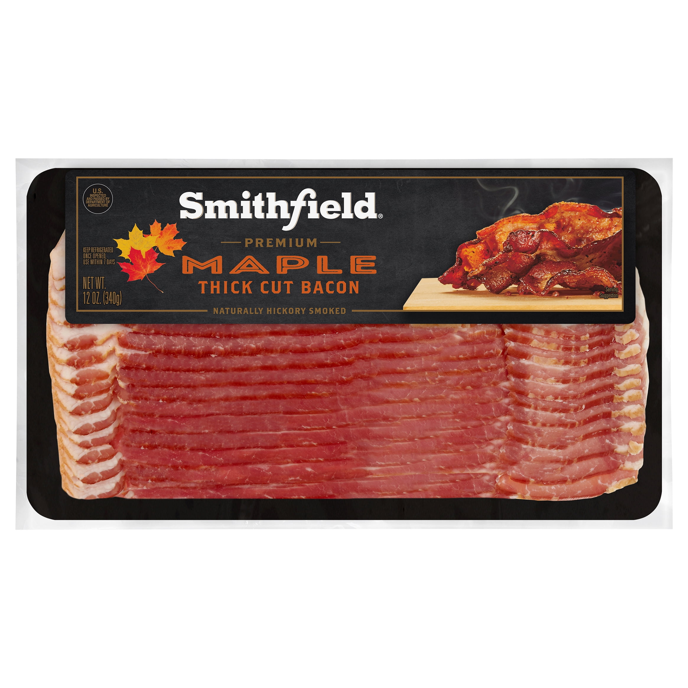 Smithfield Premium Maple Thick Cut Bacon, 12 oz, Refrigerated, Allergen-Free