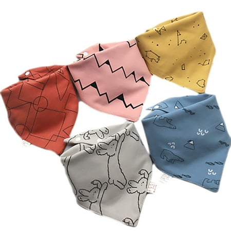 

FaLX 5Pcs Saliva Towels Cartoon Pattern Water Absorbent Double-layer Baby Bandana Drool Bibs for Infant Accessories