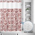 thumbnail image 2 of No Hook Shower Curtain, Farmhouse Red Shower Curtains for Bathroom with See Through Top Window, Vintage Flower Leaf Botanical Plant Waterproof & Washable Bath Curtain Extra Long 72"x96", 2 of 9