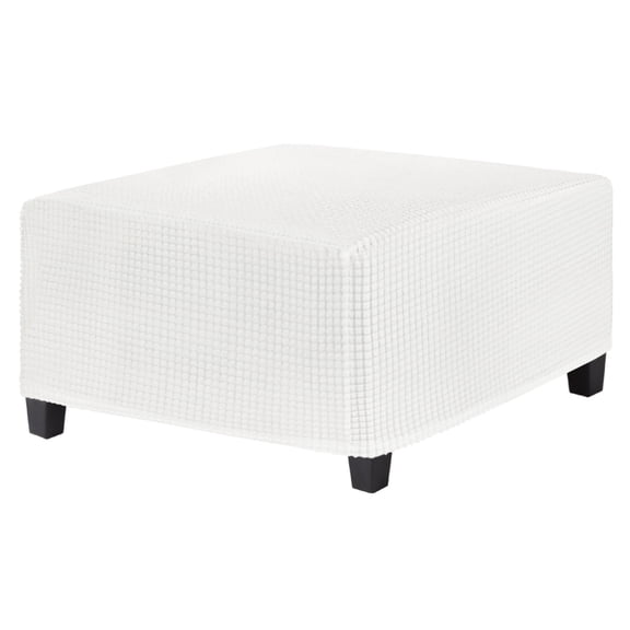 Uxcell 31" x 31" x 15" Stretch Square Ottoman Cover Fabric Ottoman Slipcovers Footstool Protector for Furniture/Living Room/Indoor [White]