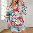 thumbnail image 4 of Christmas Top for Women Reindeer Graphic Print Long Sleeve V Neck Pullover Sweatshirt with Pocket Light Blue 2XL, 4 of 6