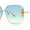 Gold Blue Yellow, variant on Rimless Foliage Flower Jewel Trim Rectangle Chic Sunglasses Gold Black Brown