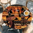 thumbnail image 3 of Black Orange Girls Boho Fitted Tablecloth with Elastic Edged, Round Table Cloth for Dining Table, Vintage Ethnic Tribe Abstract Art Waterproof Oil Proof Table Cover for Indoor Outdoor 55"-60", 3 of 9