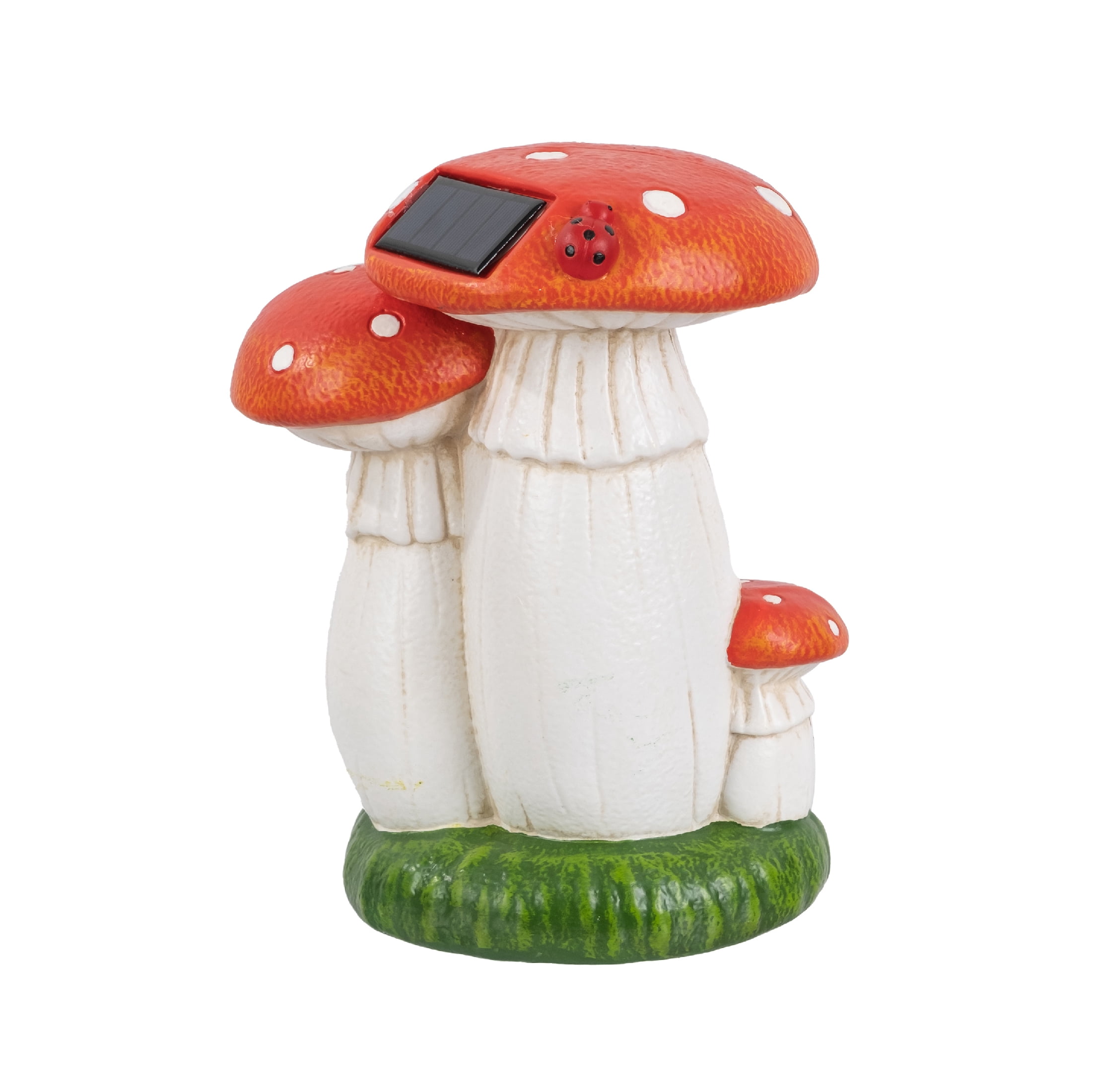 Mainstays Solar Three Mushrooms Outdoor Garden Statue with LED Light, Weather-Resistant