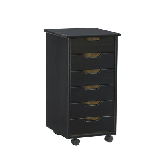 Craydon Six-Drawer Rolling Storage Cart, Black