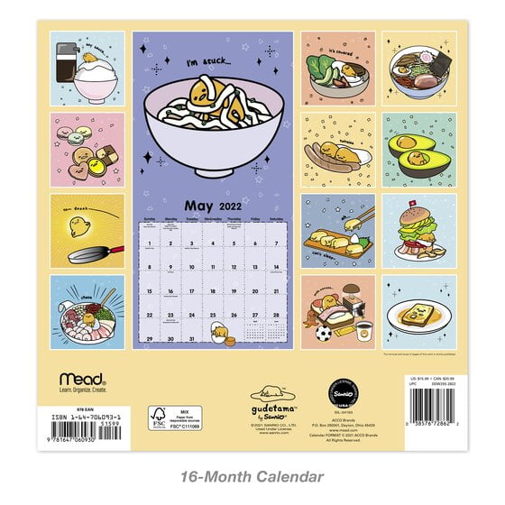 Gudetama 2022 Monthly Wall Calendar 12 X 12 - Wall Calendars - Walmart.com