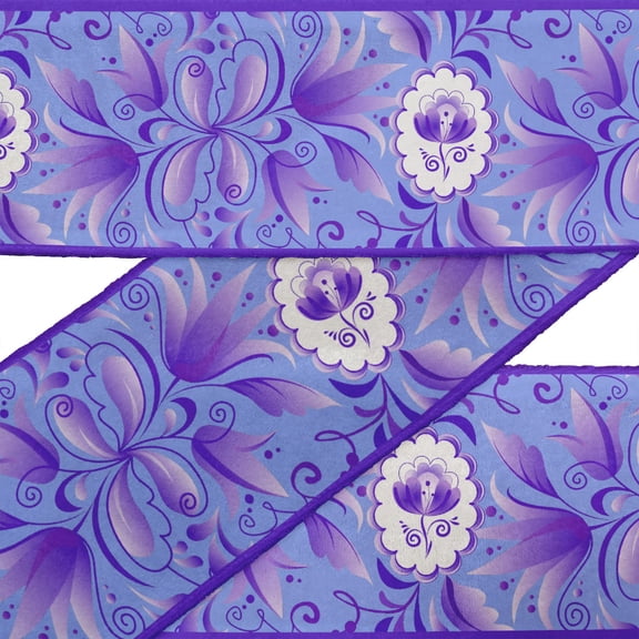 IBA Indianbeautifulart Blue Dot|Leaves & Floral Artistic Fabric Lace Dressmaking Dupion Trim Tape Printed Sewing Lace By 9 Yard 3 Inches
