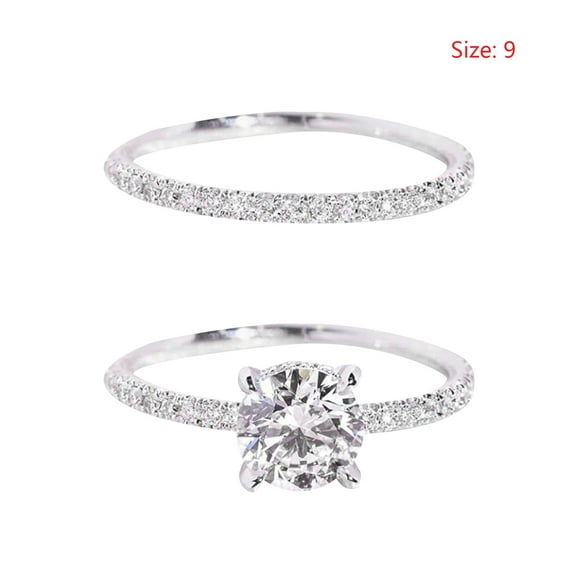 KDSJSXW Stainless Steel Rings for Women Micro Set With Diamonds Romantic Couple Ring Ring To Send Girlfriend Gift Pinky Ring Trendy Jewelry Stainless Steel Rings for Women(Silver,9)