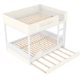 thumbnail image 6 of Newest Queen Size Wooden Bunk Bed with Trundle and Built-in Bookshelf, White and Beige, 6 of 13